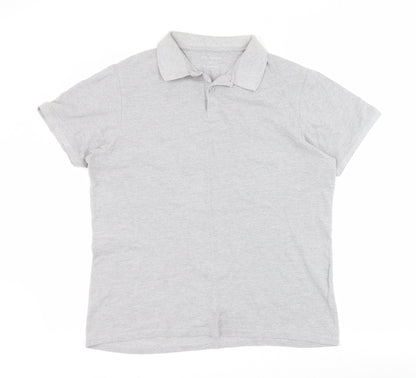 Primark Mens Grey  Cotton  Polo Size XL Collared Button