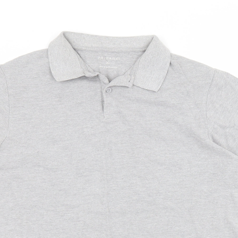 Primark Mens Grey  Cotton  Polo Size XL Collared Button
