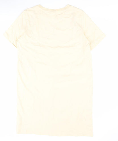H&M Womens Beige  100% Cotton T-Shirt Dress    Crew Neck Pullover