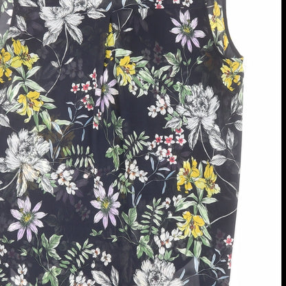 H&M Womens Blue Floral Polyester Basic Blouse Size 10 Collared