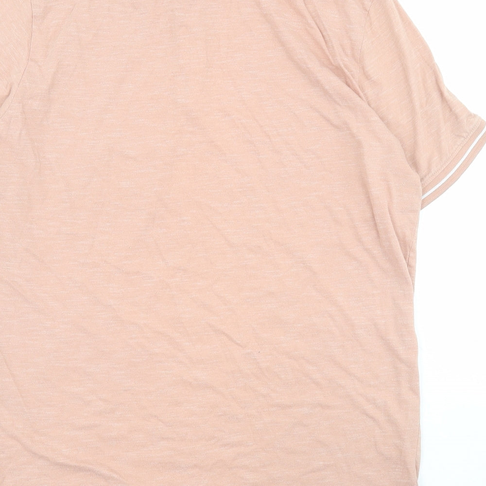 George Mens Pink  Cotton  Polo Size L Collared Button