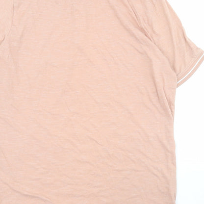 George Mens Pink  Cotton  Polo Size L Collared Button