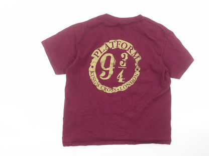 Gildan Boys Red  Cotton Pullover T-Shirt Size M Crew Neck Pullover - Harry Potter