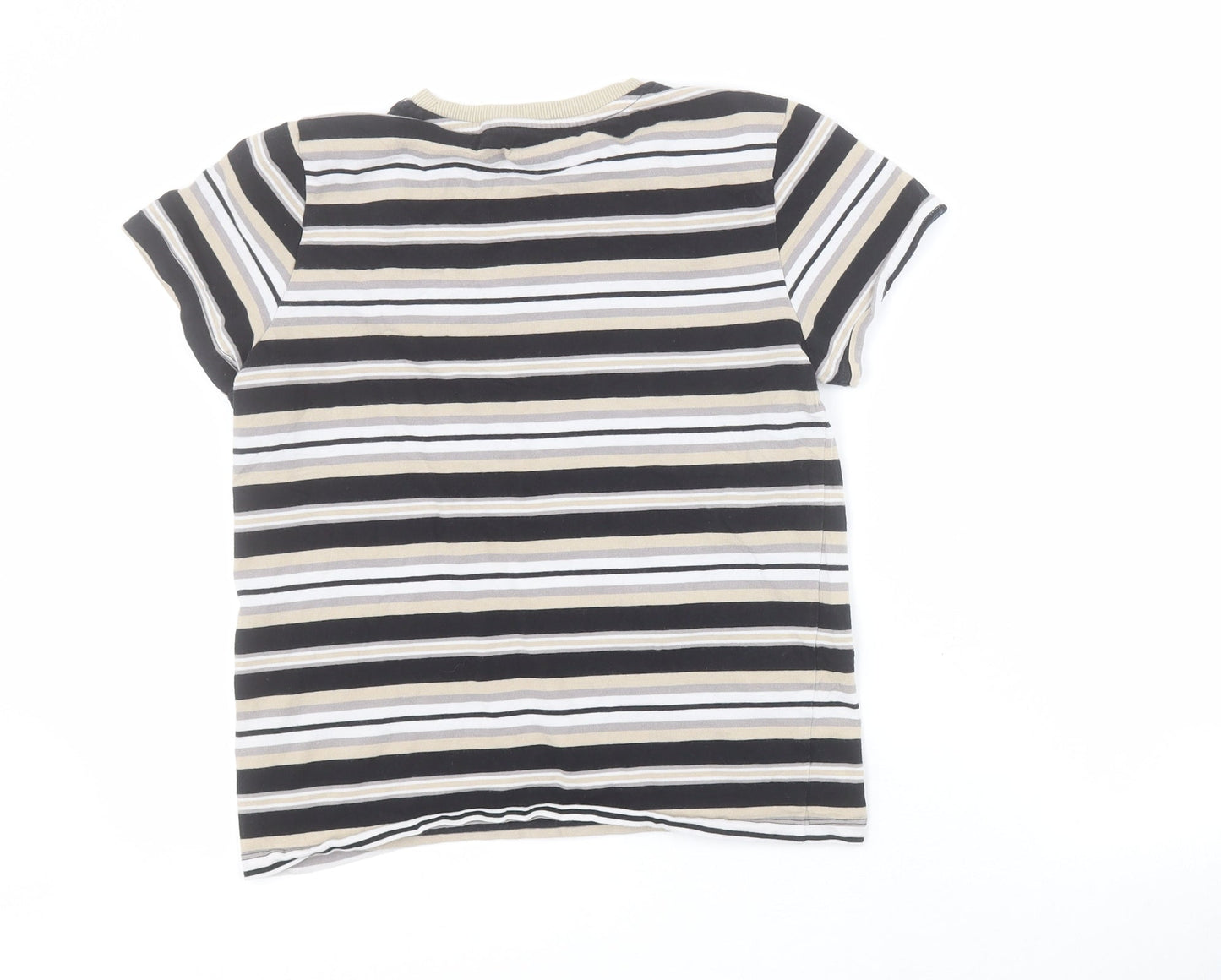 NEXT Boys Brown Striped 100% Cotton Pullover T-Shirt Size 11 Years Crew Neck Pullover