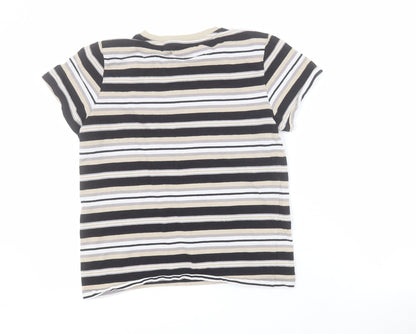 NEXT Boys Brown Striped 100% Cotton Pullover T-Shirt Size 11 Years Crew Neck Pullover