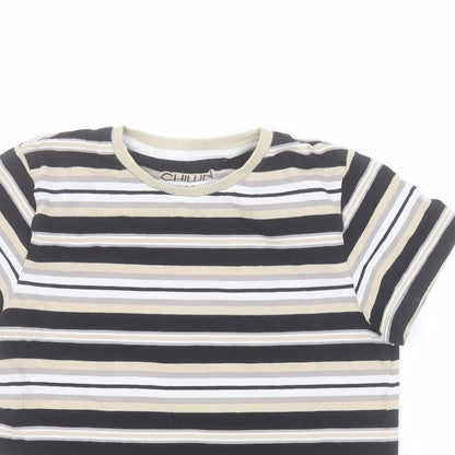 NEXT Boys Brown Striped 100% Cotton Pullover T-Shirt Size 11 Years Crew Neck Pullover