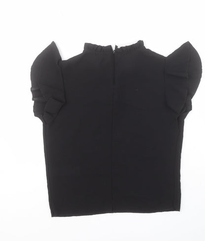 Boohoo Womens Black  Polyester Basic Blouse Size 10 Round Neck