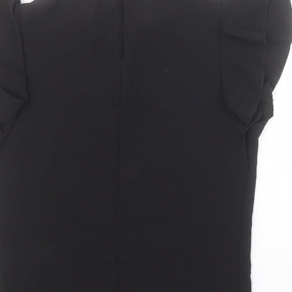 Boohoo Womens Black  Polyester Basic Blouse Size 10 Round Neck