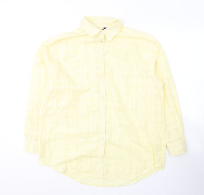 Damart Womens Yellow  Polyester Basic Button-Up Size 16 Round Neck