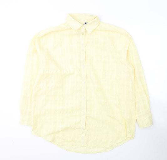 Damart Womens Yellow  Polyester Basic Button-Up Size 16 Round Neck