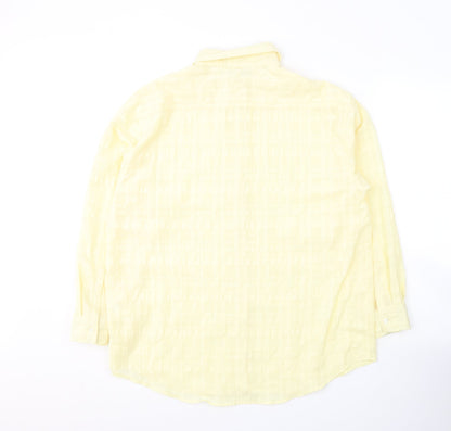 Damart Womens Yellow  Polyester Basic Button-Up Size 16 Round Neck