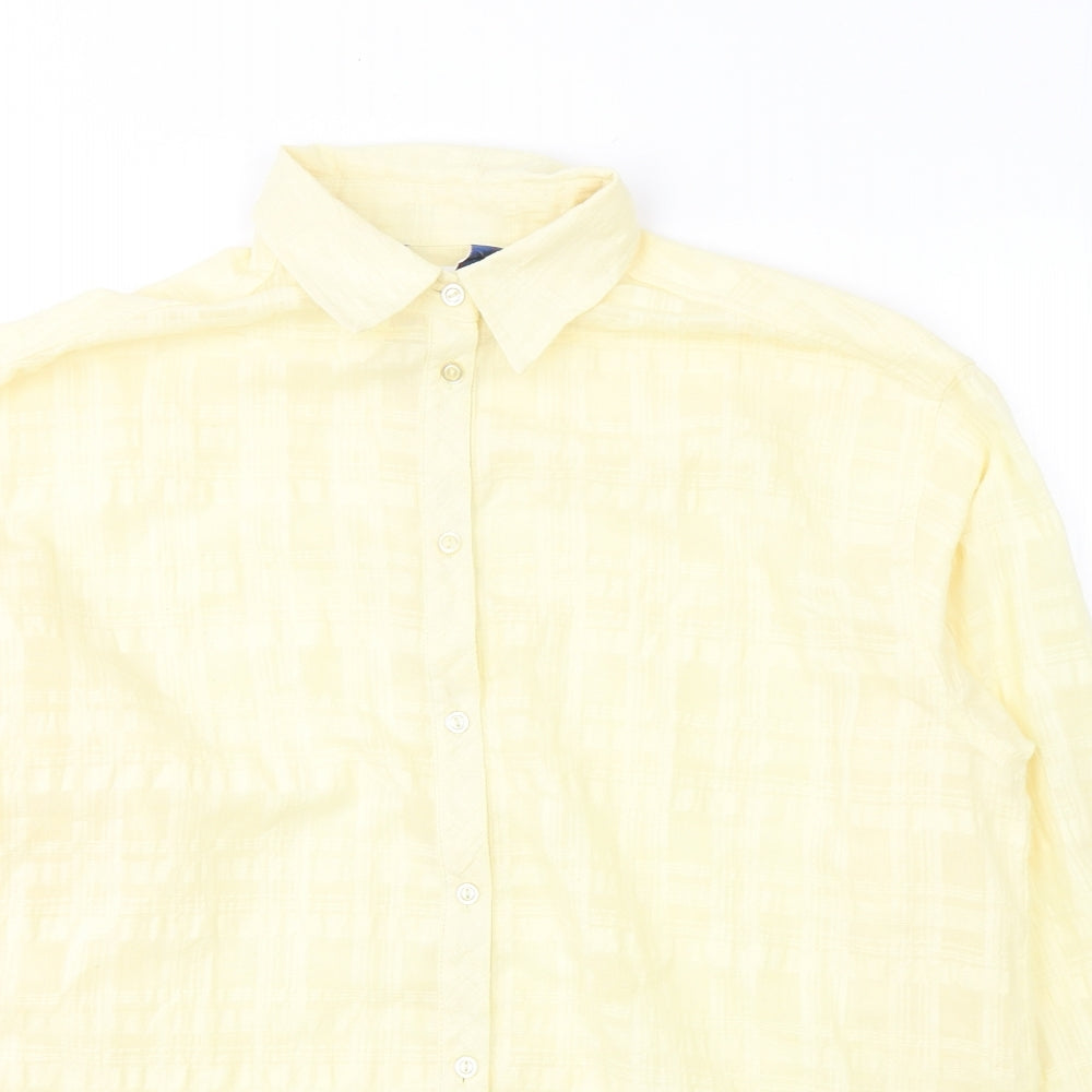 Damart Womens Yellow  Polyester Basic Button-Up Size 16 Round Neck