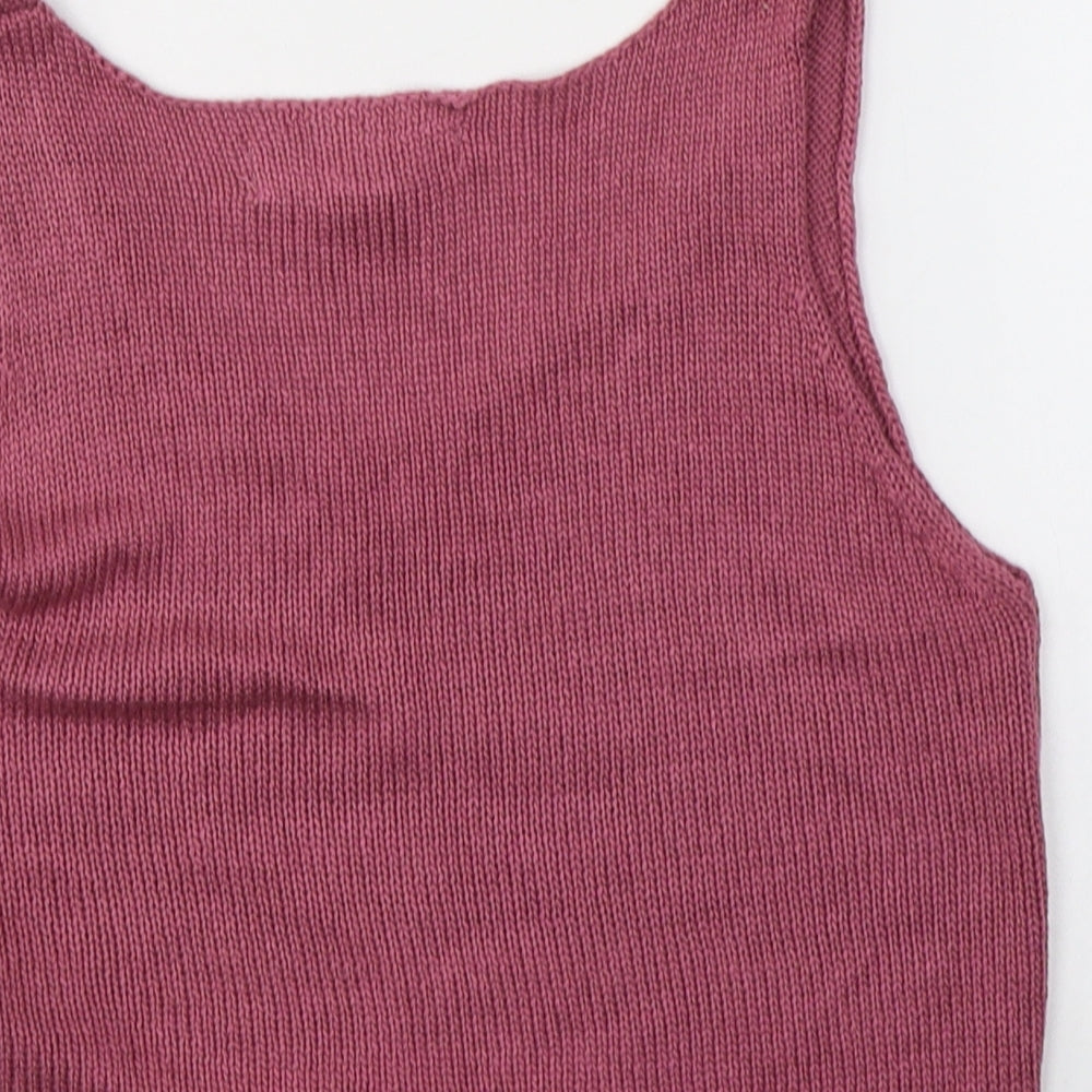 FOREVER 21 Womens Pink  Acrylic Cropped T-Shirt Size S Round Neck