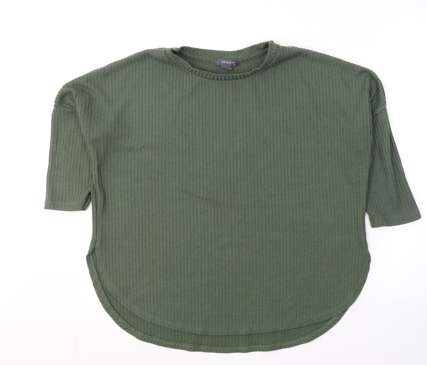 Primark# Womens Green  Polyester Jersey T-Shirt Size 10 Round Neck