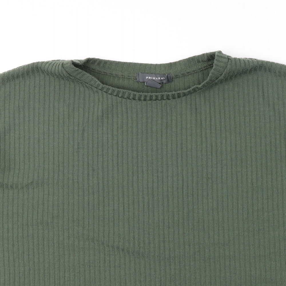 Primark# Womens Green  Polyester Jersey T-Shirt Size 10 Round Neck