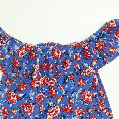 Womens UK Size XS Springfield Blue Basic T-Shirt