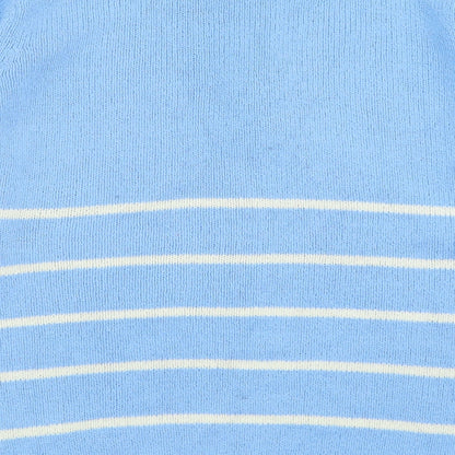 Berkertex Womens Blue High Neck Striped Acrylic Pullover Jumper Size 14