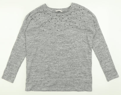 TU Womens Grey Crew Neck  Polyester Pullover Jumper Size 8