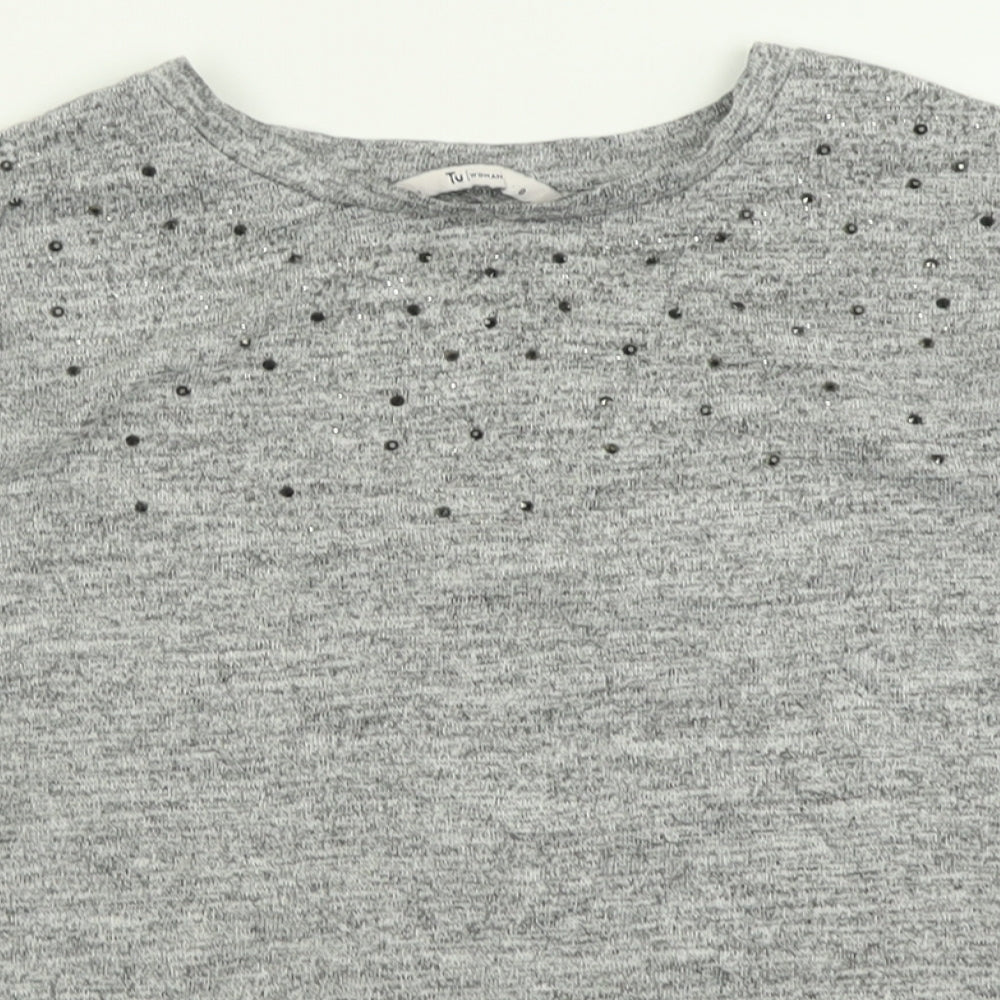 TU Womens Grey Crew Neck  Polyester Pullover Jumper Size 8