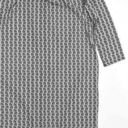 H&M Womens Black Geometric Polyester Shirt Dress  Size S  V-Neck Button
