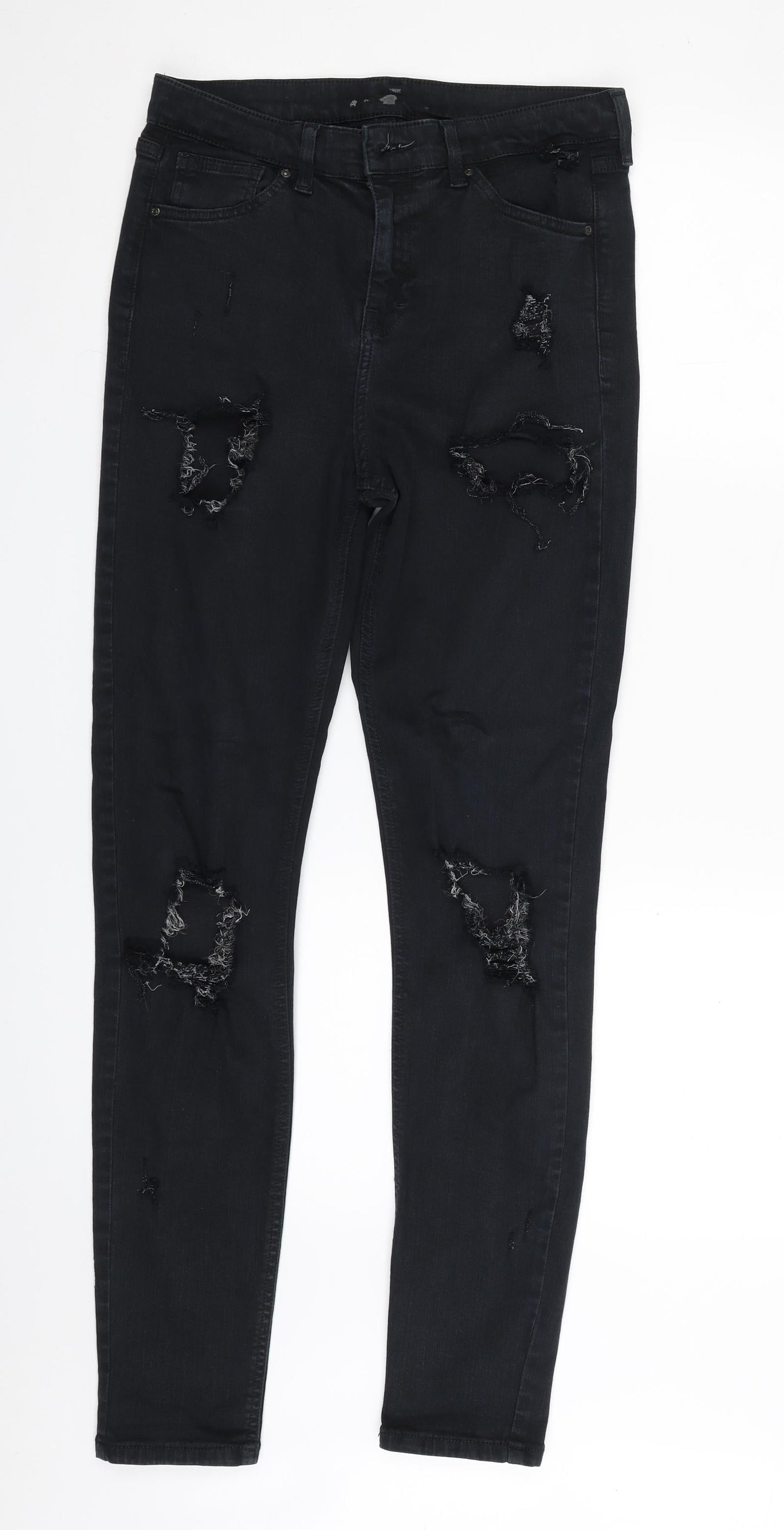 Topshop Womens Blue  Cotton Skinny Jeans Size 30 in L30 in Slim Zip