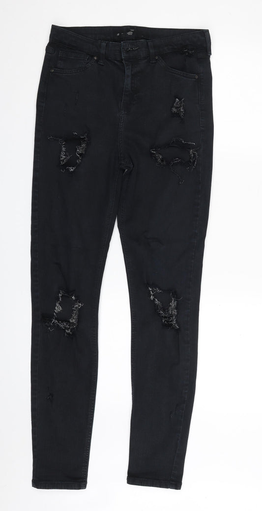 Topshop Womens Blue  Cotton Skinny Jeans Size 30 in L30 in Slim Zip