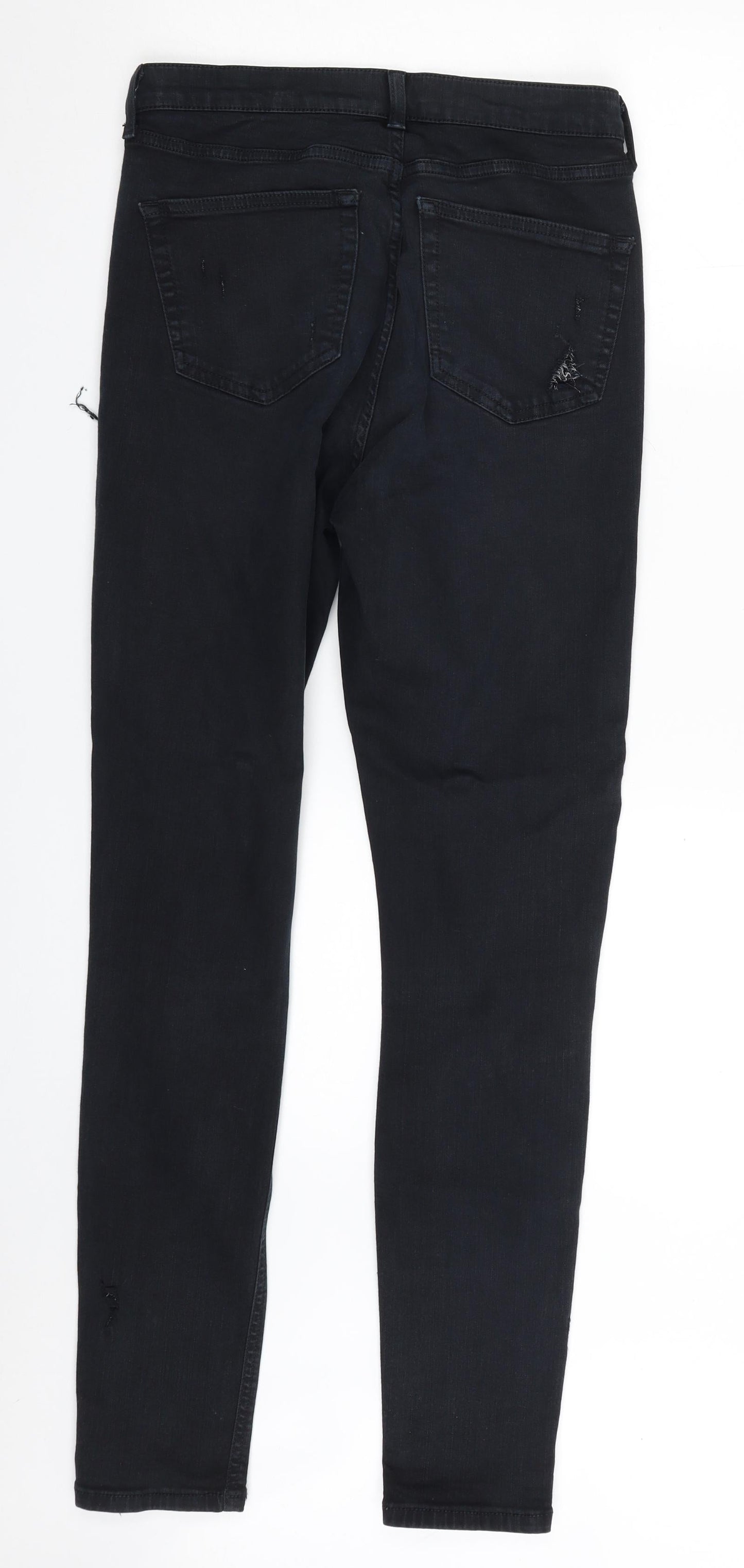 Topshop Womens Blue  Cotton Skinny Jeans Size 30 in L30 in Slim Zip