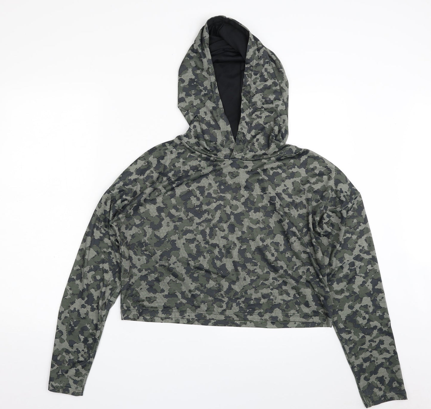 Atmosphere Womens Green Camouflage Polyester Pullover Hoodie Size 14  Pullover - Cropped