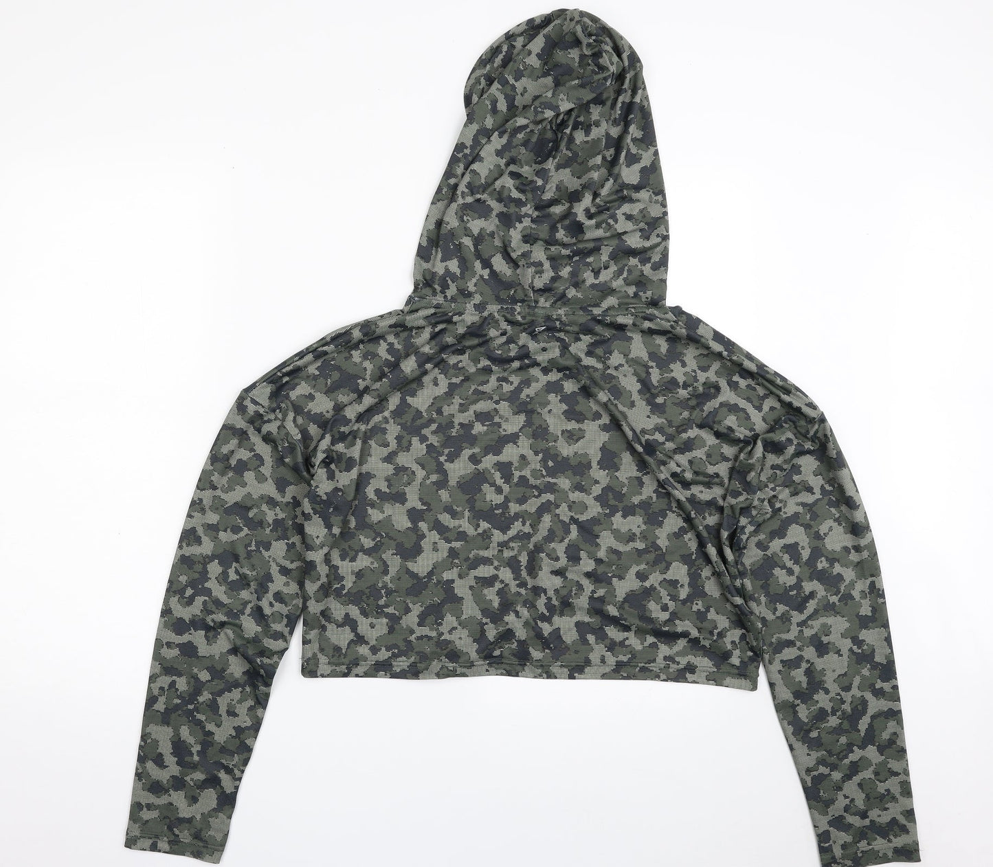 Atmosphere Womens Green Camouflage Polyester Pullover Hoodie Size 14  Pullover - Cropped