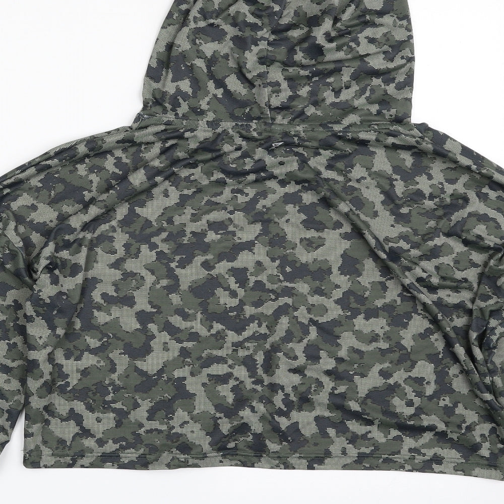 Atmosphere Womens Green Camouflage Polyester Pullover Hoodie Size 14  Pullover - Cropped