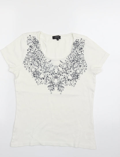 Womens UK Size 12 Papaya White Basic T-Shirt