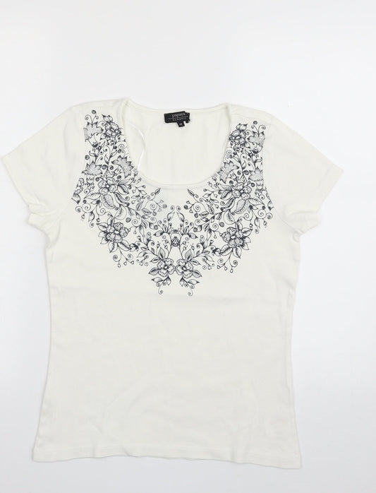 Papaya Womens White  100% Cotton Basic T-Shirt Size 12 Scoop Neck