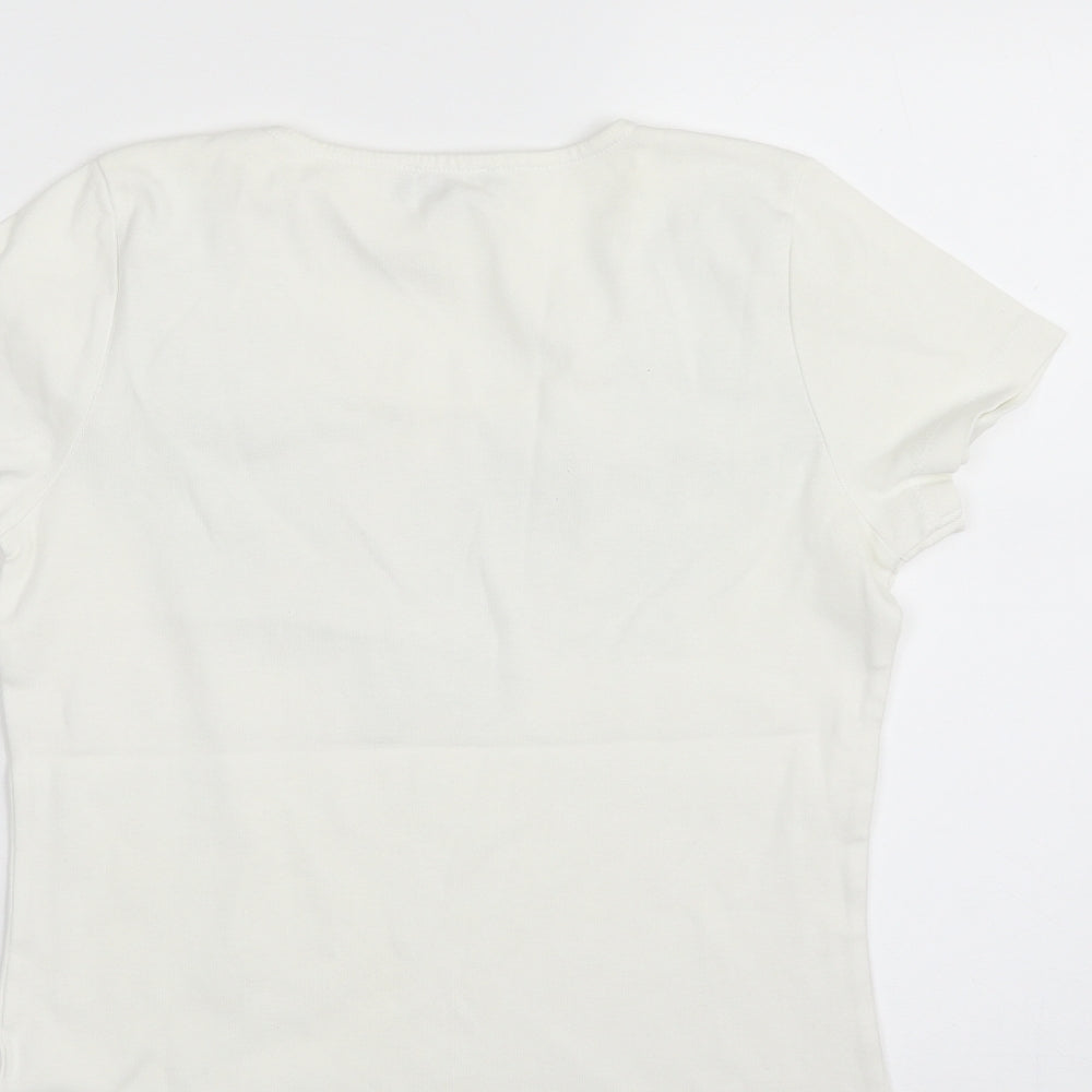 Womens UK Size 12 Papaya White Basic T-Shirt