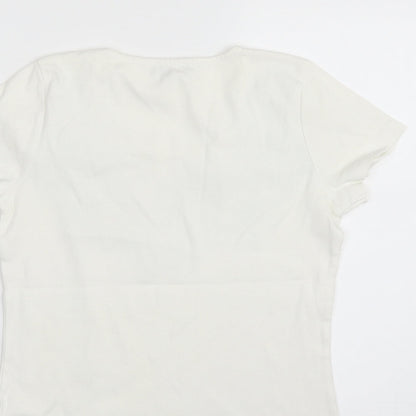 Womens UK Size 12 Papaya White Basic T-Shirt