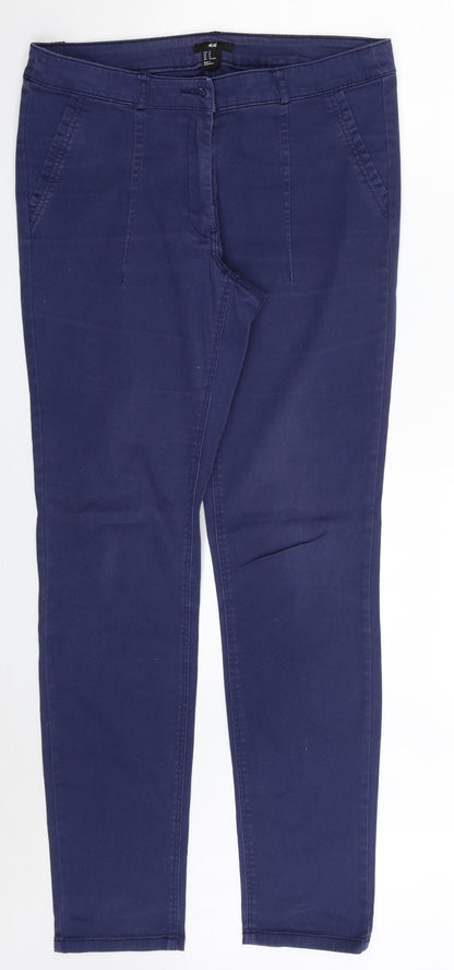 H&M Womens Blue  Cotton Jegging Jeans Size 14 L30 in Slim Zip