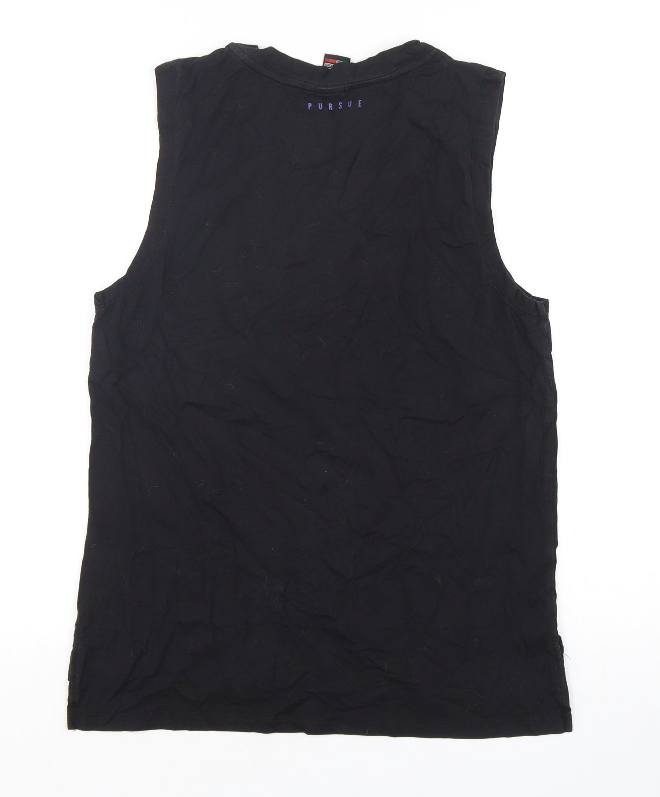 Pursue Fitness Womens Black  Cotton Basic Tank Size S Round Neck Pullover