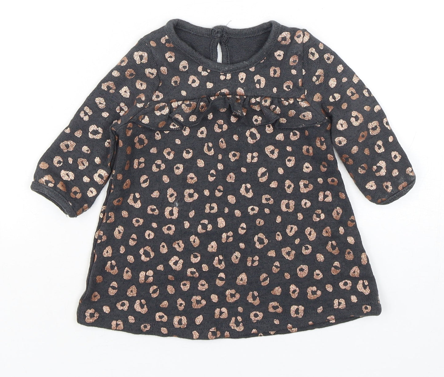 George Girls Multicoloured Animal Print Viscose Jumper Dress  Size 0-3 Months  Round Neck