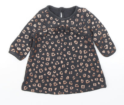 George Girls Multicoloured Animal Print Viscose Jumper Dress  Size 0-3 Months  Round Neck
