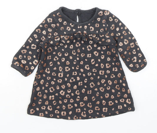 George Girls Multicoloured Animal Print Viscose Jumper Dress  Size 0-3 Months  Round Neck