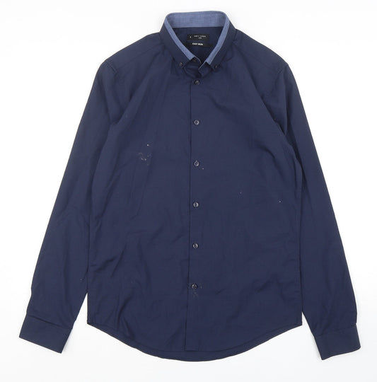 Mens UK Size S New Look Blue  Button-Up Long Sleeve Casual Shirt