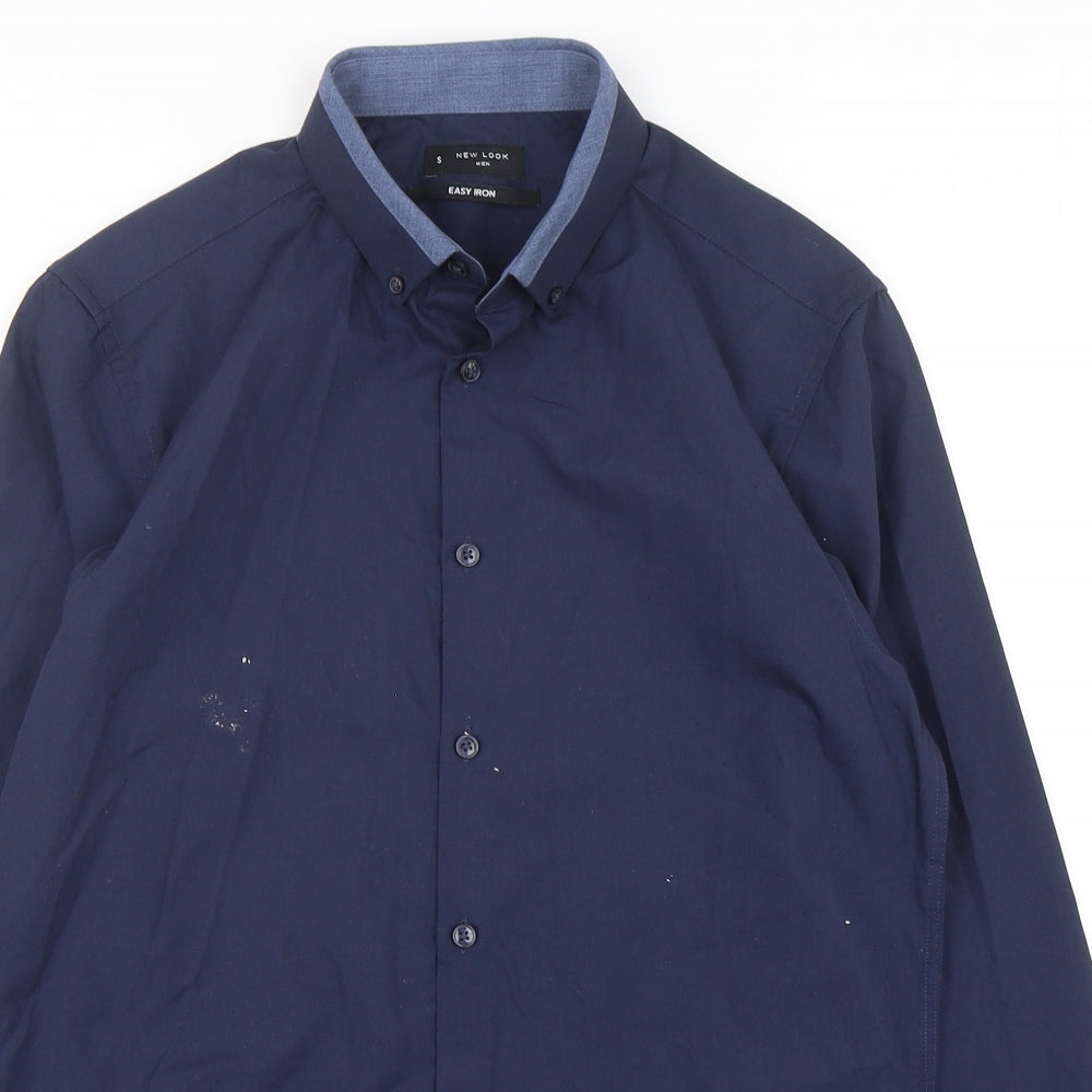 Mens UK Size S New Look Blue  Button-Up Long Sleeve Casual Shirt