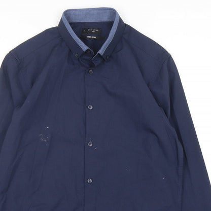 Mens UK Size S New Look Blue  Button-Up Long Sleeve Casual Shirt