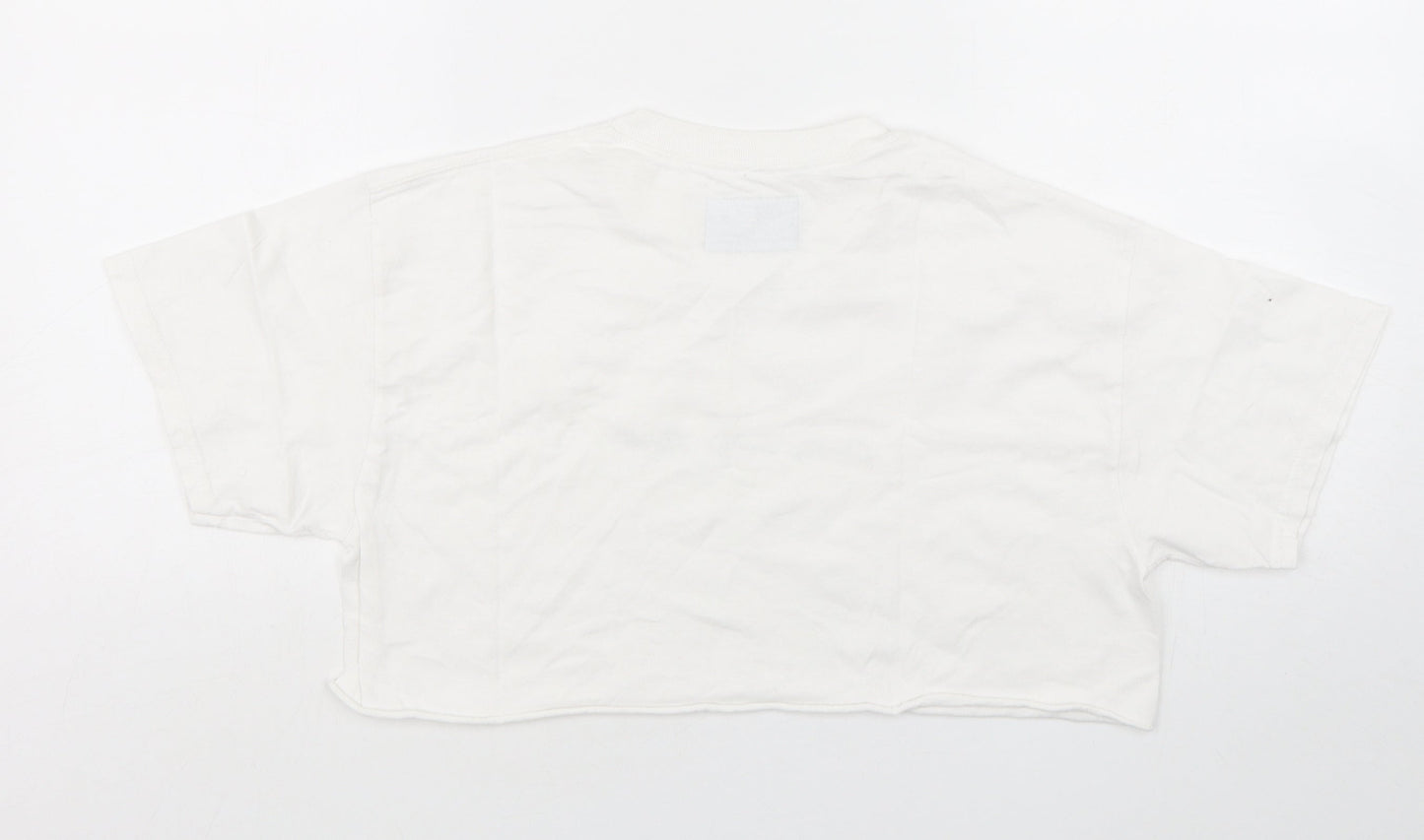 Womens UK Size S PRETTYLITTLETHING White Cropped T-Shirt