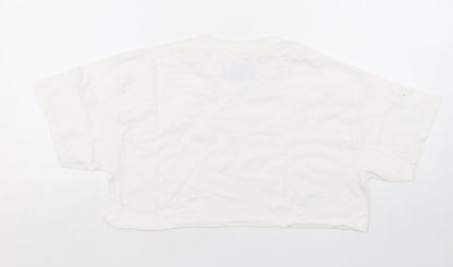 Womens UK Size S PRETTYLITTLETHING White Cropped T-Shirt