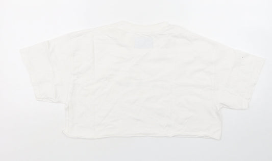 Womens UK Size S PRETTYLITTLETHING White Cropped T-Shirt