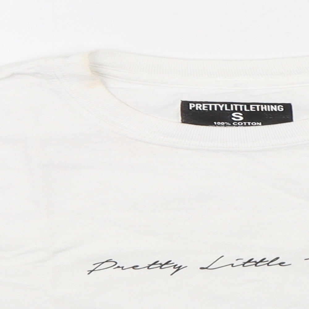 Womens UK Size S PRETTYLITTLETHING White Cropped T-Shirt