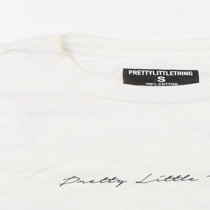 Womens UK Size S PRETTYLITTLETHING White Cropped T-Shirt