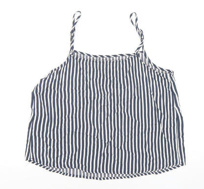 H&M Womens Multicoloured Striped Viscose Cropped Tank Size 10 Round Neck