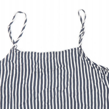 H&M Womens Multicoloured Striped Viscose Cropped Tank Size 10 Round Neck