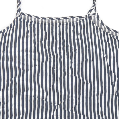 H&M Womens Multicoloured Striped Viscose Cropped Tank Size 10 Round Neck